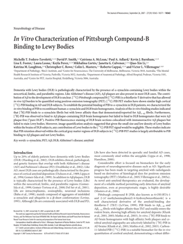 In Vitrocharacterization of Pittsburgh Compound-B Binding to Lewy Bodies