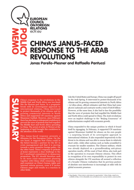 'China's Janus-Faced Response to the Arab Revolutions'