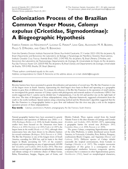 Colonization Process of the Brazilian Common Vesper Mouse, Calomys Expulsus