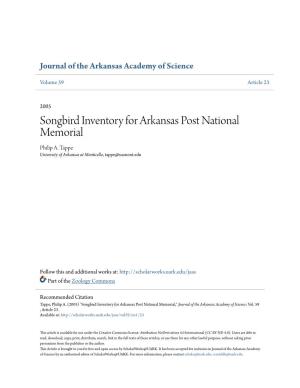 Songbird Inventory for Arkansas Post National Memorial Philip A