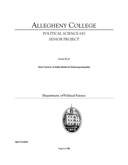 Allegheny College Political Science 610 Senior Project