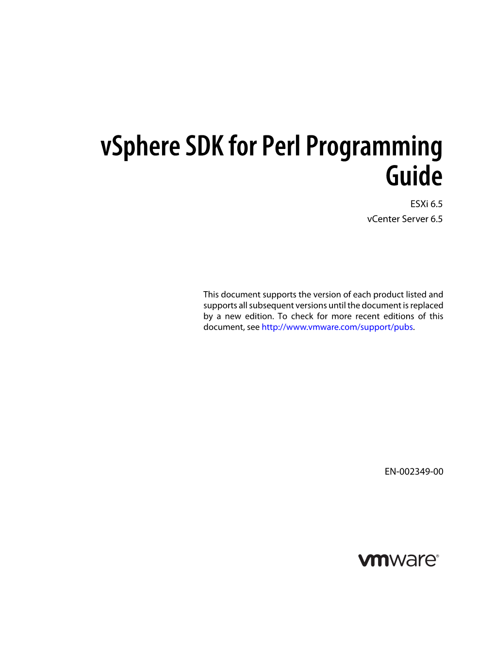 Vsphere SDK for Perl Programming Guide Esxi 6.5 Vcenter Server 6.5