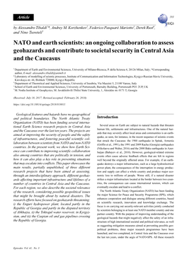 NATO and Earth Scientists: an Ongoing Collaboration to Assess Geohazards and Contribute to Societal Security in Central Asia and the Caucasus