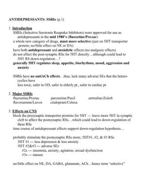 P.1) 1. Introduction Ssris (Selective Serotonin Reuptake Inhibitors