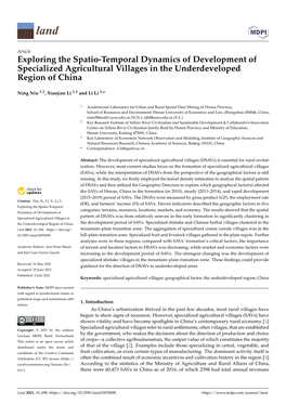Exploring the Spatio-Temporal Dynamics of Development of Specialized Agricultural Villages in the Underdeveloped Region of China