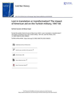 The Impact of American Aid on the Turkish Military, 1947–60