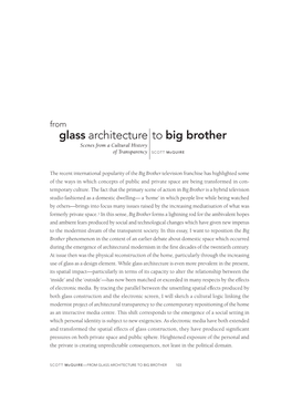 Glass Architecture to Big Brother Lost Dimension, Trans