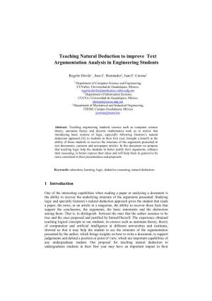 Teaching Natural Deduction to Improve Text Argumentation Analysis in Engineering Students