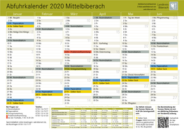 Abfuhrkalender 2020 Mittelbiberach
