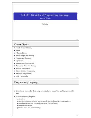 Principles of Programming Languages Course Review