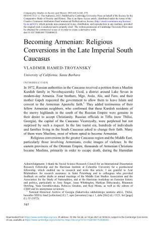 Becoming Armenian: Religious Conversions in the Late Imperial South Caucasus
