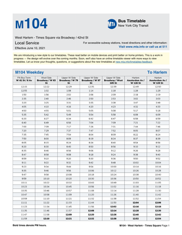 MTA M104 Bus Timetable