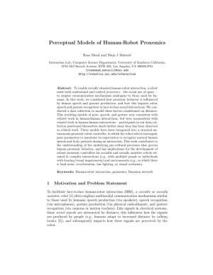 Perceptual Models of Human-Robot Proxemics