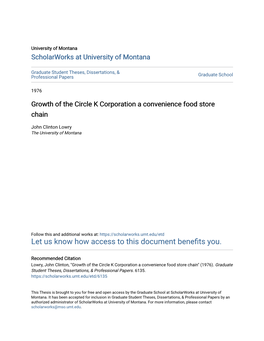 Growth of the Circle K Corporation a Convenience Food Store Chain
