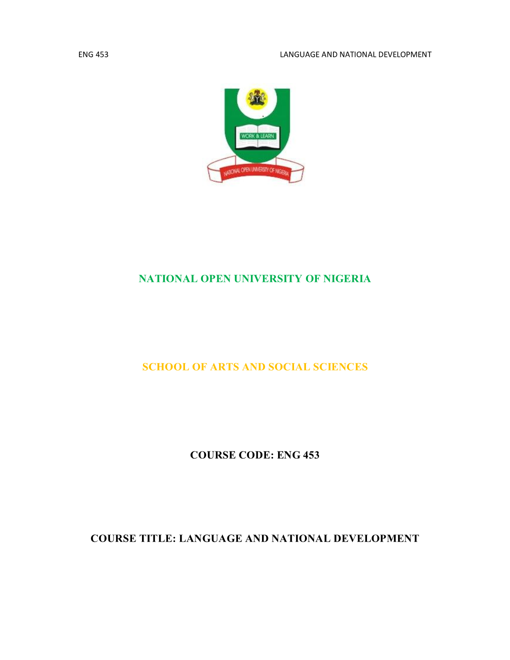 Eng 453 Course Title: Language and National