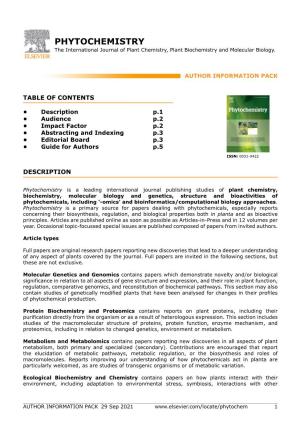 PHYTOCHEMISTRY the International Journal of Plant Chemistry, Plant Biochemistry and Molecular Biology