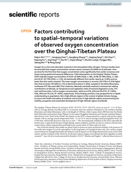 Factors Contributing to Spatial–Temporal Variations of Observed Oxygen Concentration Over the Qinghai-Tibetan Plateau