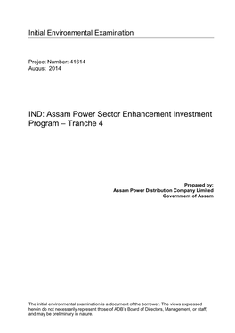 Assam Power Sector Enhancement Investment Program – Tranche 4