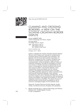 Claiming and Crossing Borders: a View on the Slovene-Croatian