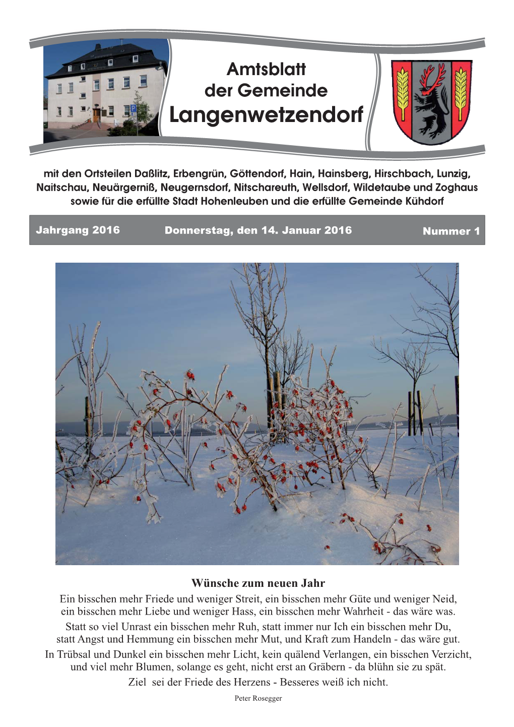 Amtsblatt Der Gemeinde Langenwetzendorf