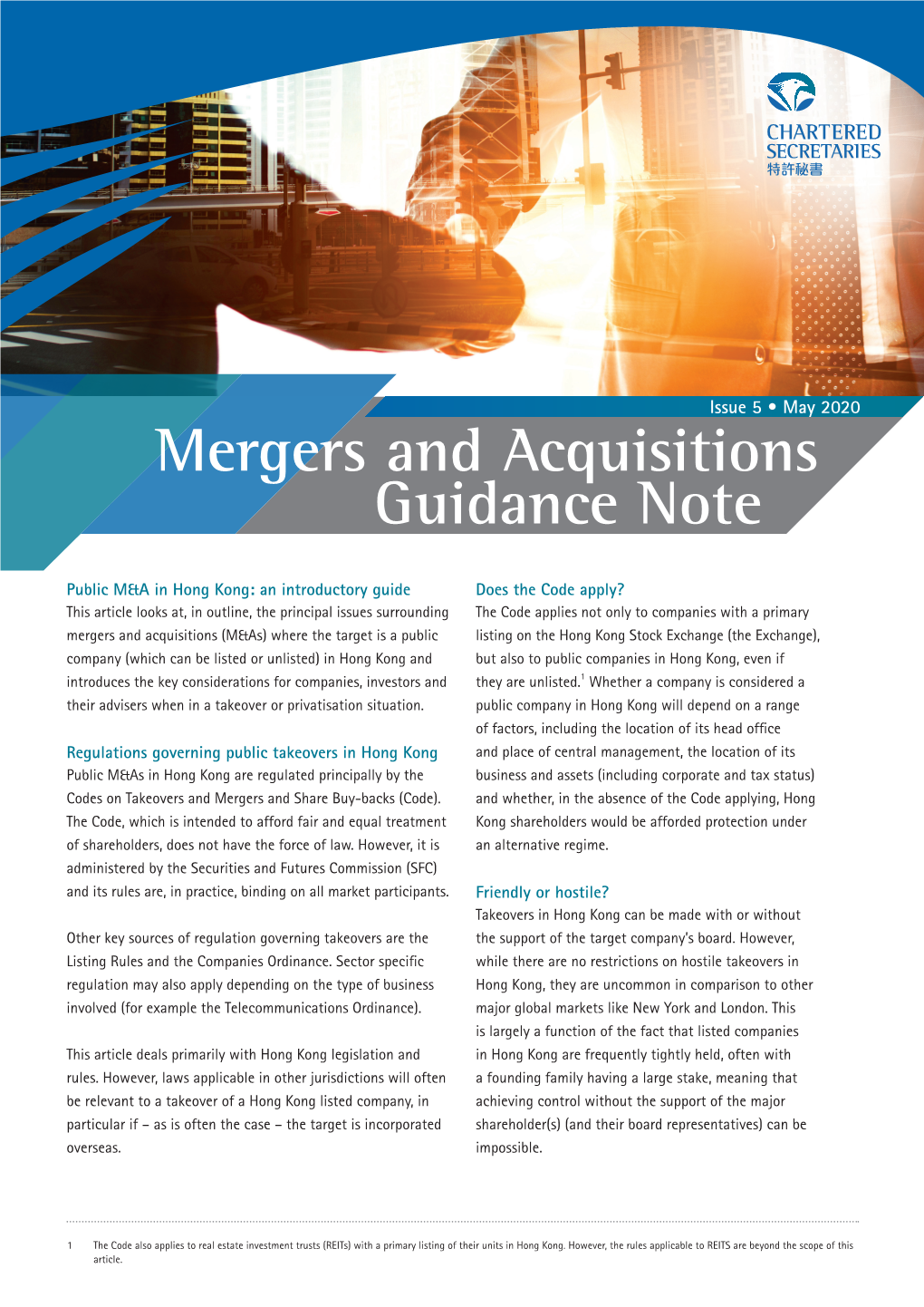 Mergers and Acquisitions Guidance Note