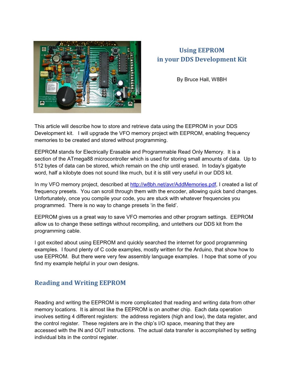 Using EEPROM in Your DDS Development Kit