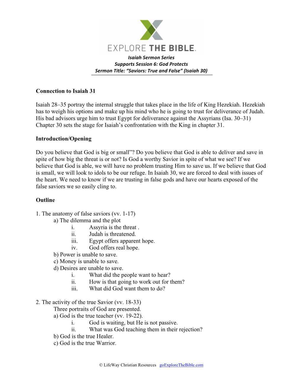 Connection to Isaiah 31 Isaiah 28–35 Portray the Internal Struggle That