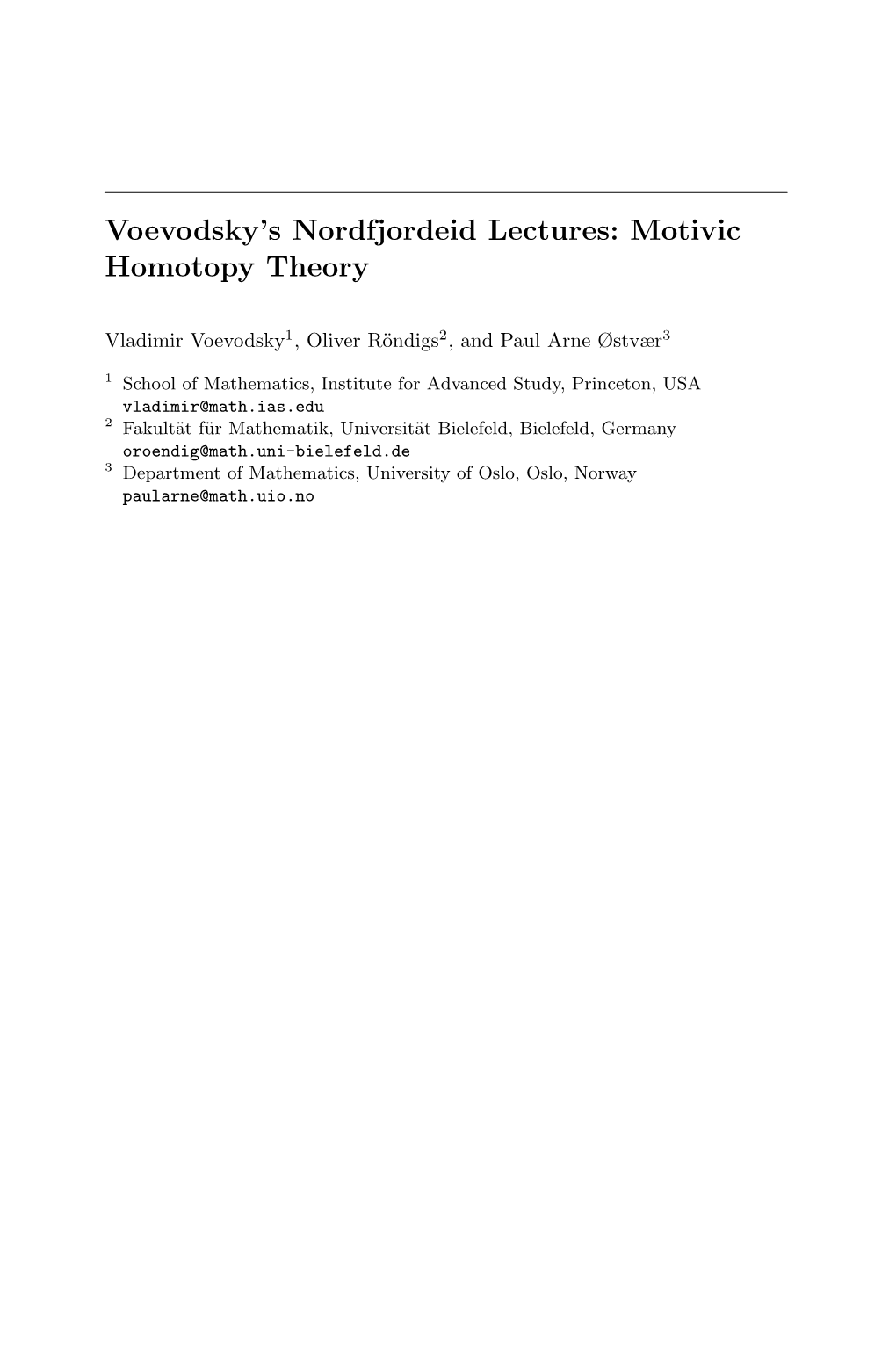 Motivic Homotopy Theory