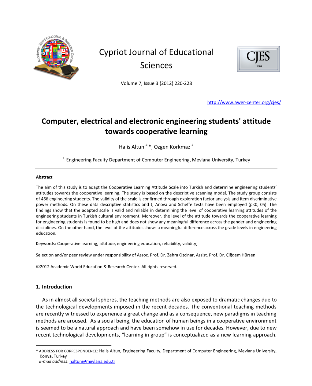 Cypriot Journal of Educational Sciences