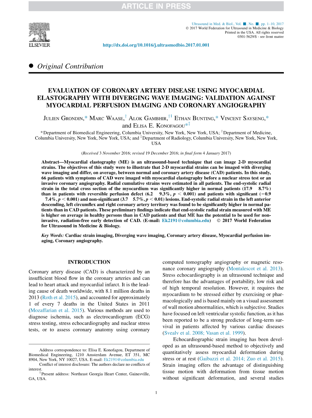 Evaluation of Coronary Artery Disease Using Myocardial Elastography