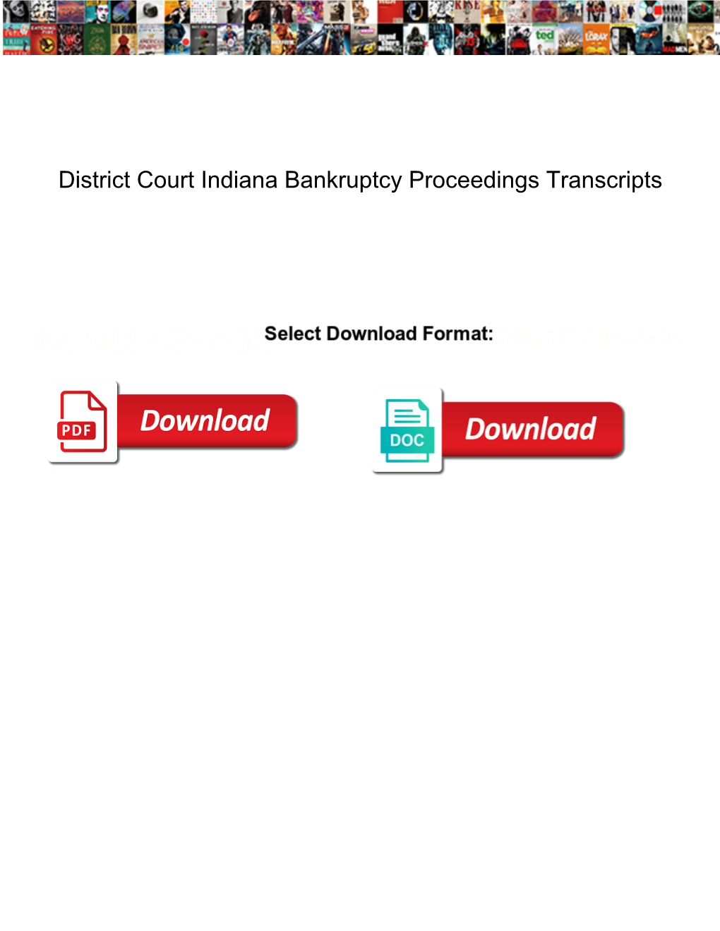 District Court Indiana Bankruptcy Proceedings Transcripts