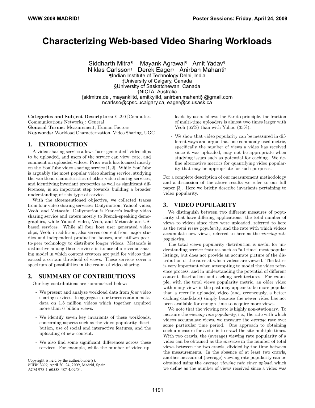 Characterizing Web-Based Video Sharing Workloads