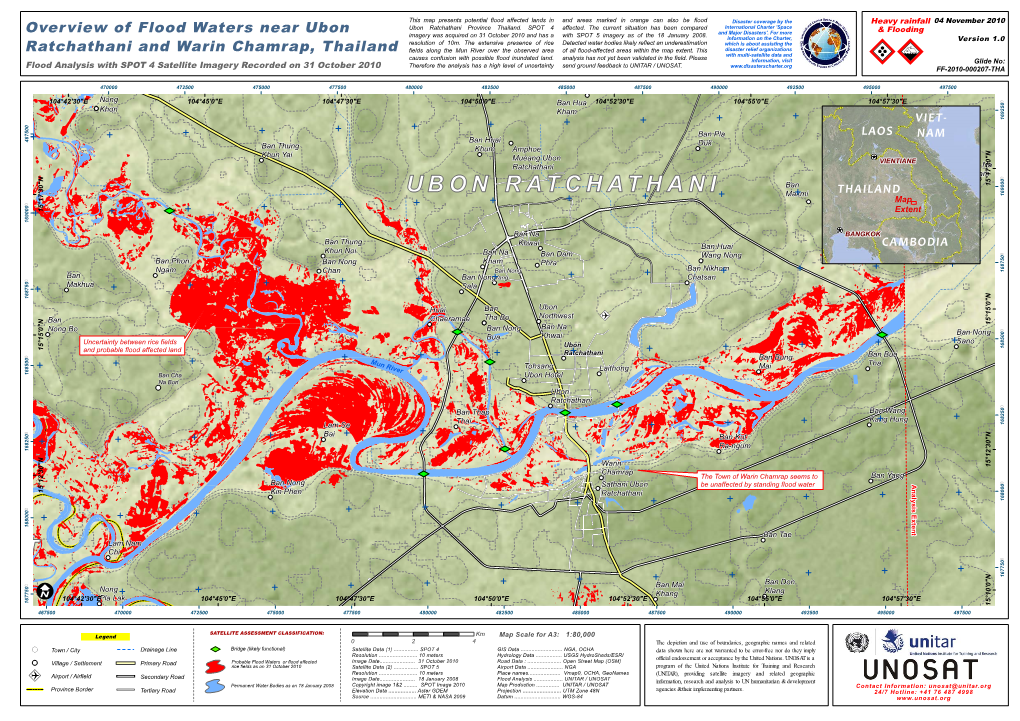 Overview of Flood Waters Near Ubon Ratchathani and Warin Chamrap