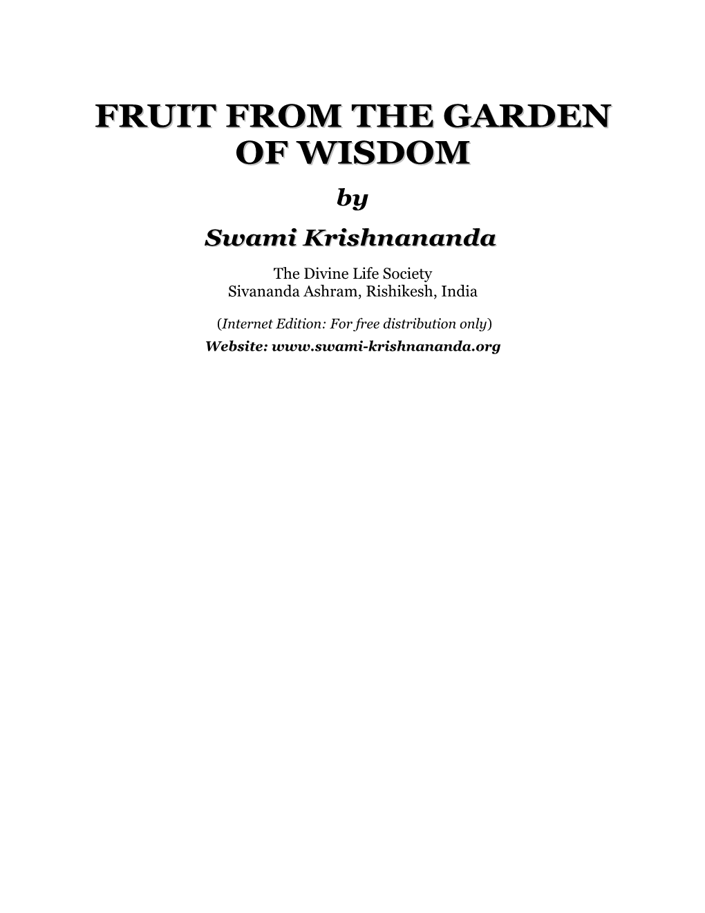 Fruit from the Garden of Wisdom