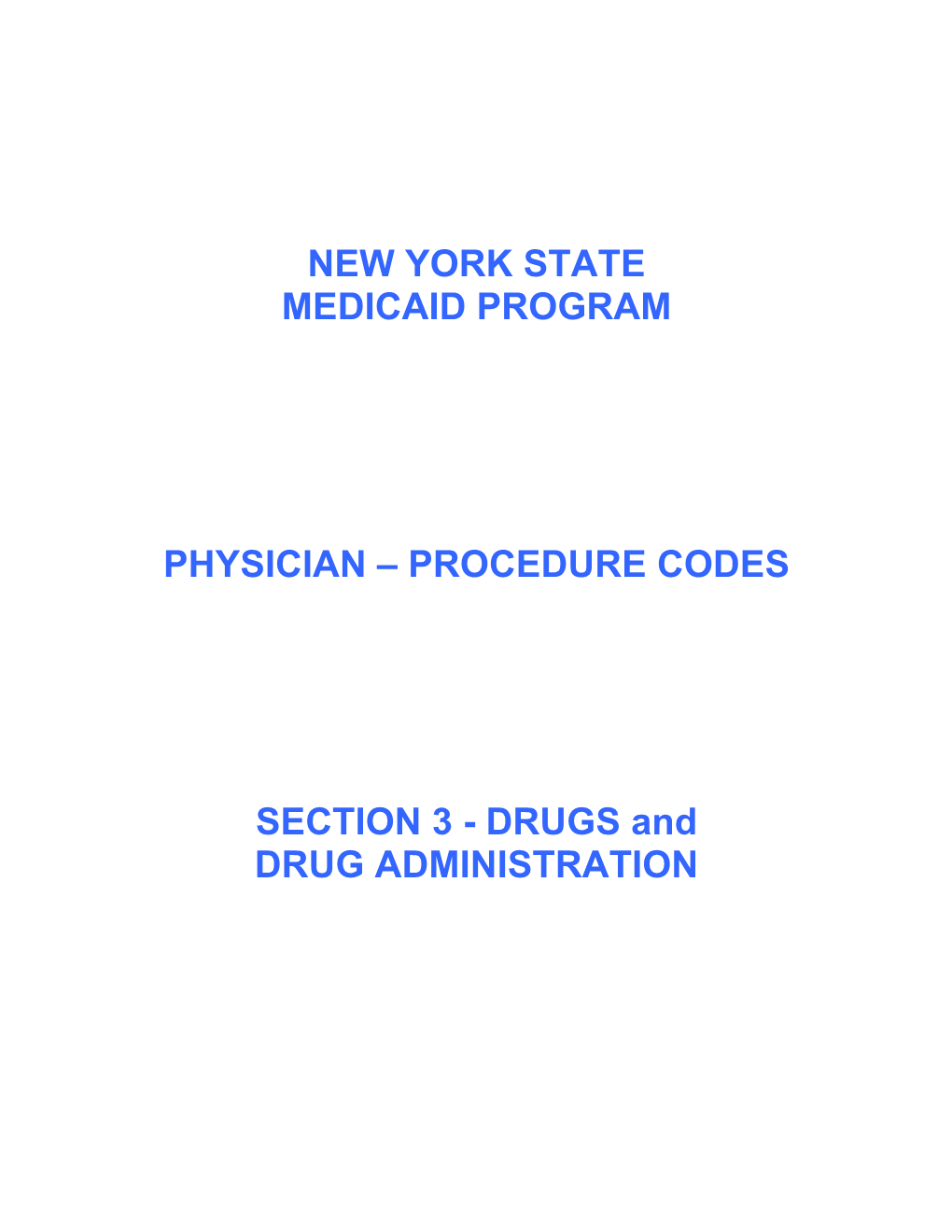 Procedure Codes, Section 3