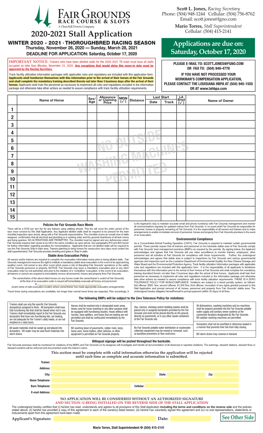 2020-2021 Stall Application