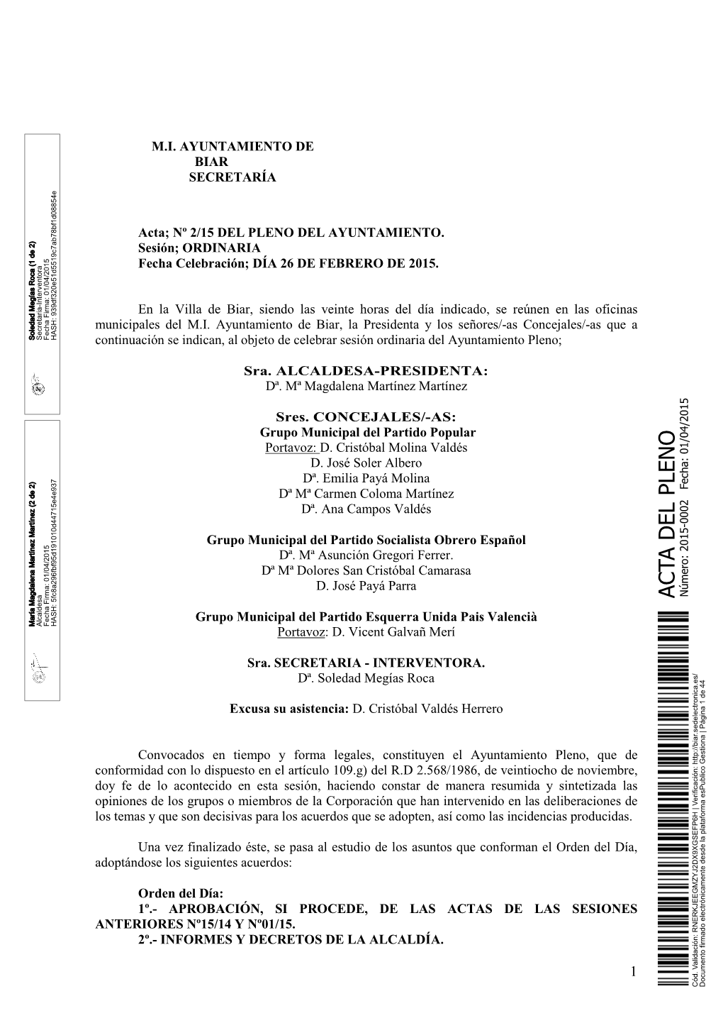 Acta; Nº 07/11 DEL PLENO DEL AYUNTAMIENTO