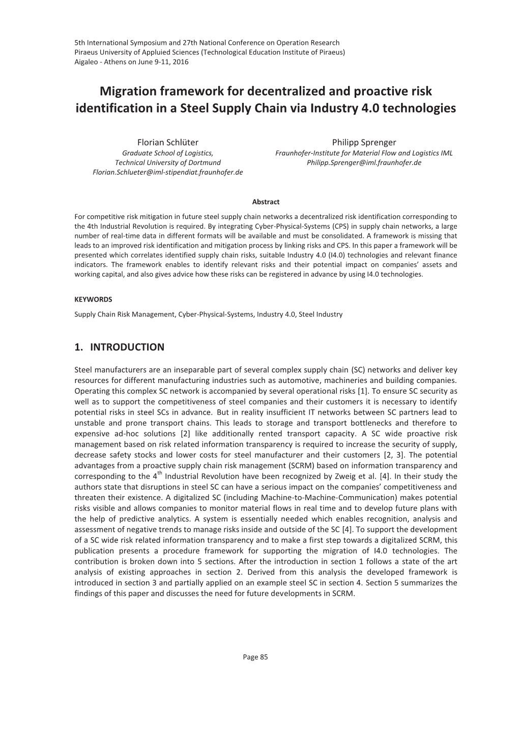 Migration Framework for Decentralized and Proactive Risk Identification in a Steel Supply Chain Via Industry 4.0 Technologies