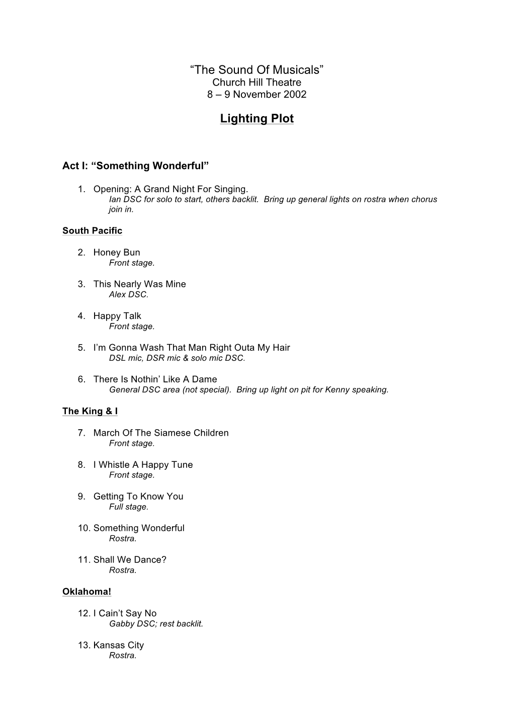 Lighting Plot