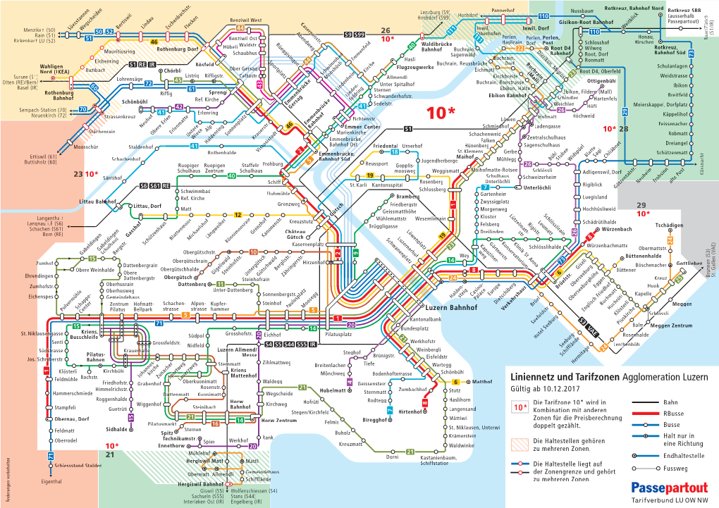 Liniennetz Und Tarifzonen Agglomeration Luzern Friedhofstr