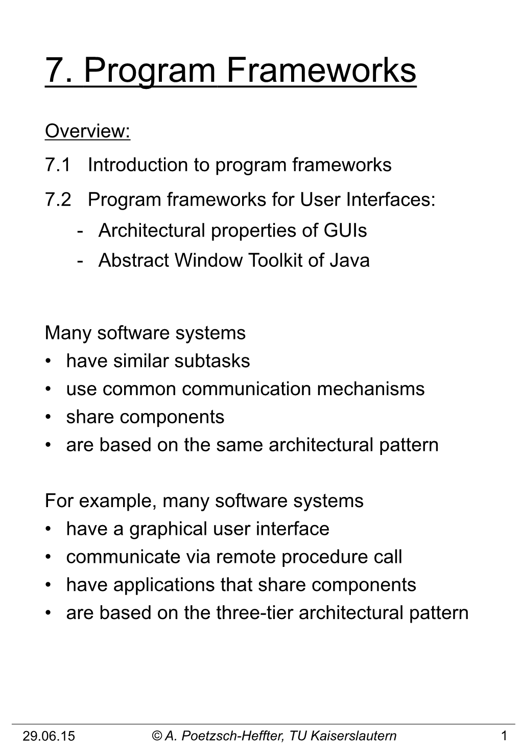 Program Frameworks