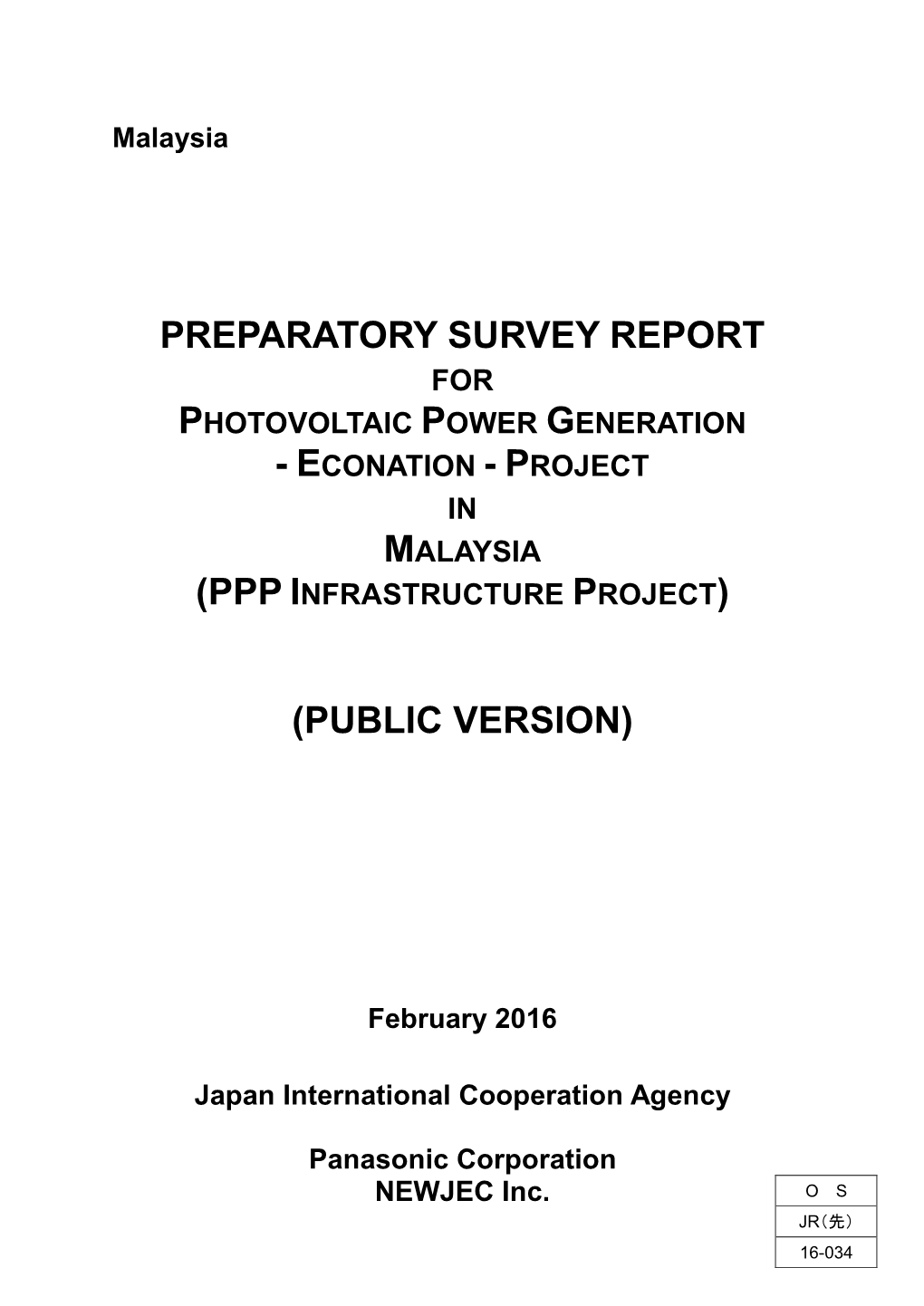 Preparatory Survey Report (Public Version)