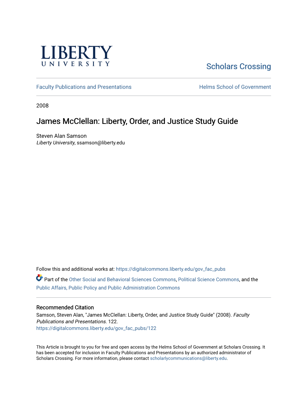 James Mcclellan: Liberty, Order, and Justice Study Guide