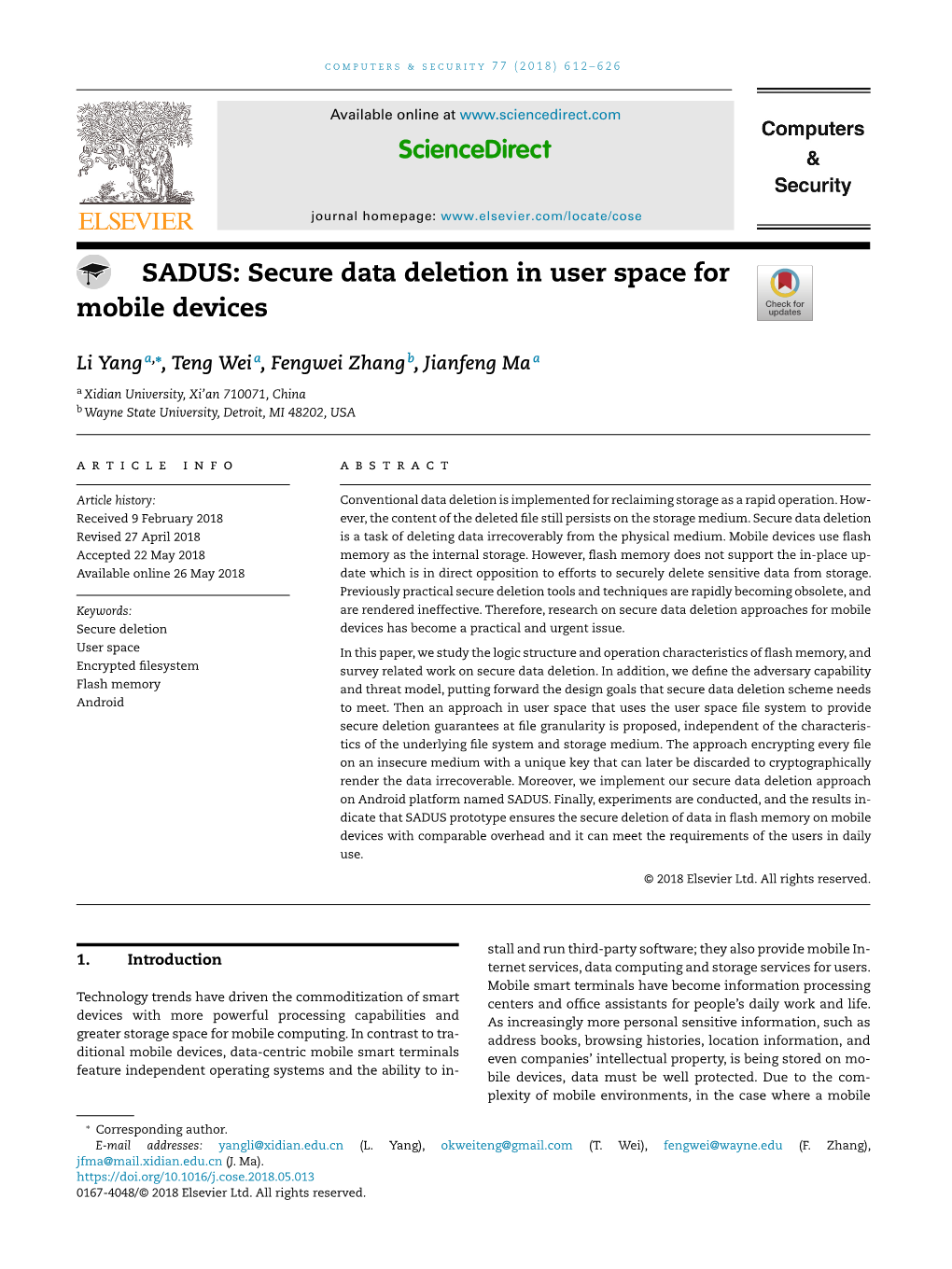 SADUS: Secure Data Deletion in User Space for Mobile Devices