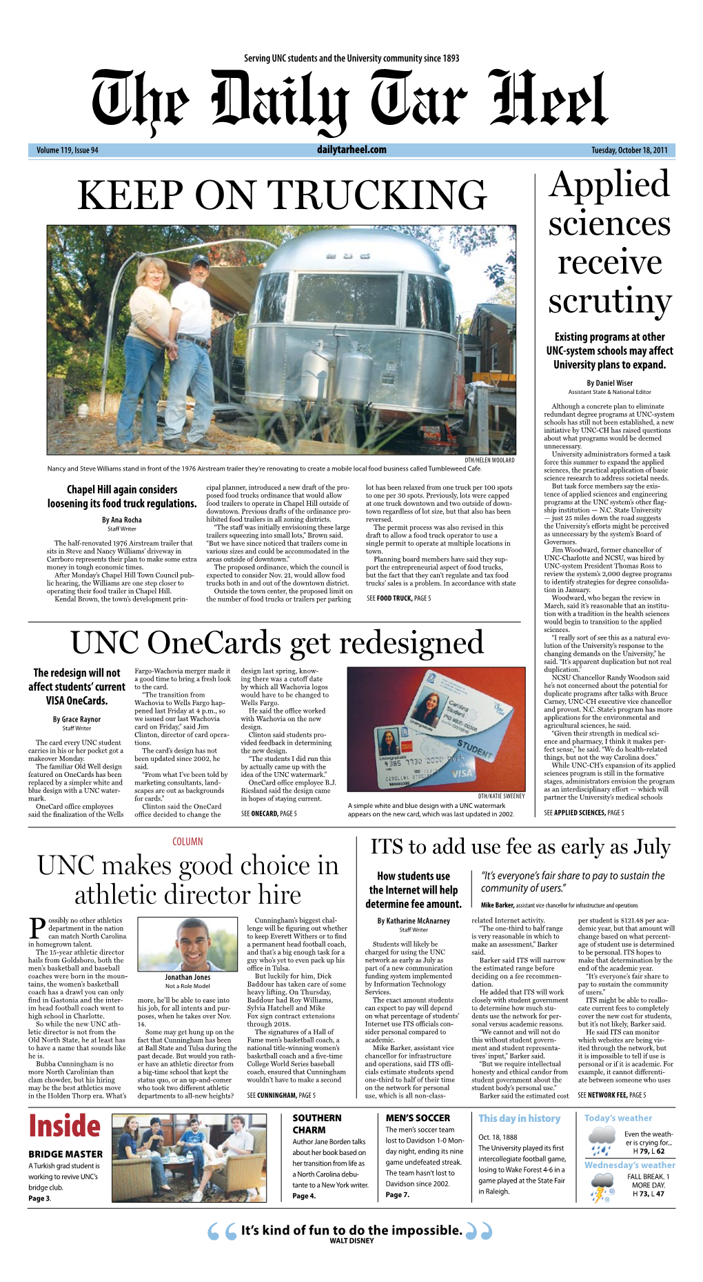Keep on Trucking Applied Sciences Receive Scrutiny Existing Programs at Other UNC-System Schools May Affect University Plans to Expand