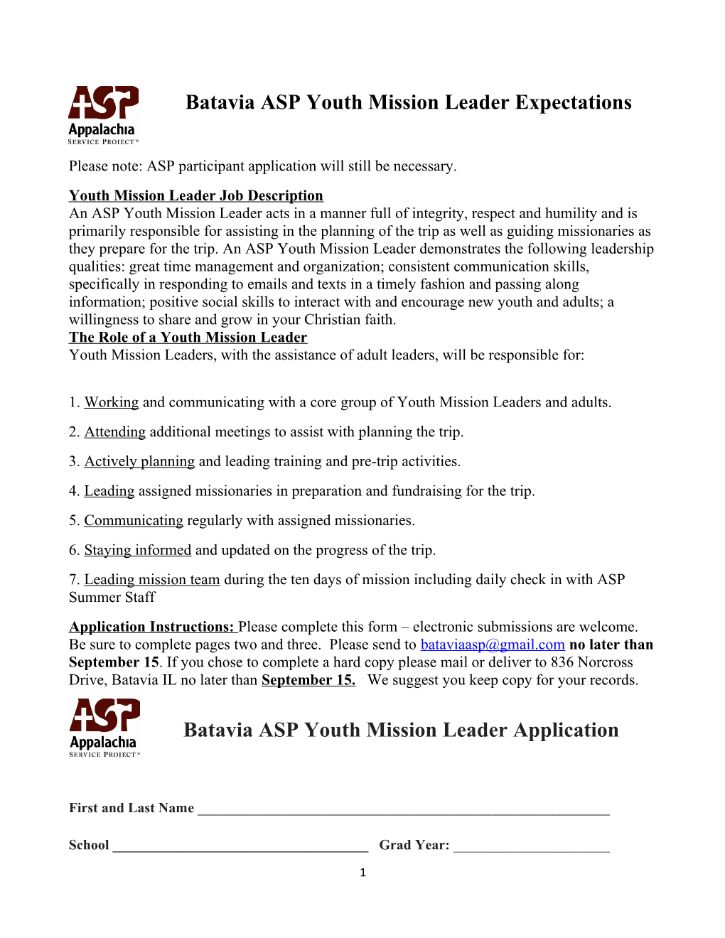 Please Note: ASP Participant Application Will Still Be Necessary