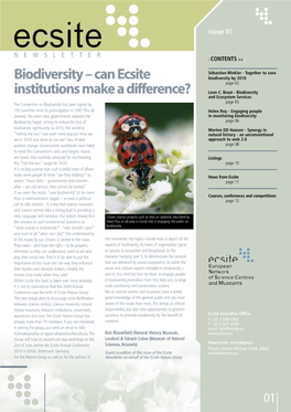 Biodiversity – Can Ecsite Biodiversity by 2010 Page 02 Institutions Make a Difference? Leon C