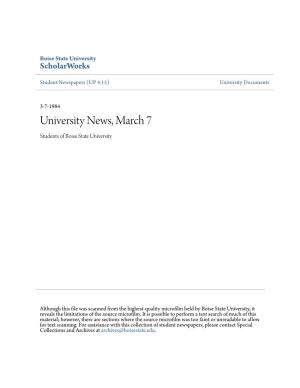 University News, March 7 Students of Boise State University