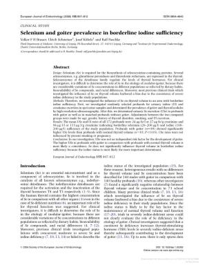 Selenium and Goiter Prevalence In