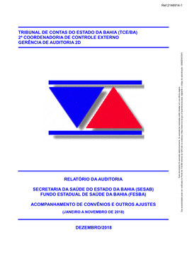 Tribunal De Contas Do Estado Da Bahia (Tce/Ba) 2ª Coordenadoria De Controle Externo Gerência De Auditoria 2D Relatório Da